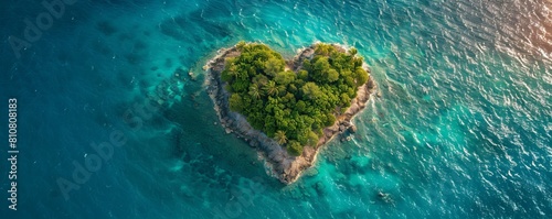 Caribbean Island in the Shape of a Love Heart. Aerial Perspective, Travel Concept. © Sanych