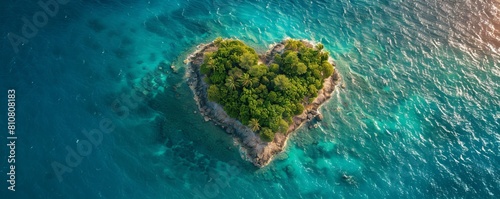 Caribbean Island in the Shape of a Love Heart. Aerial Perspective, Travel Concept.