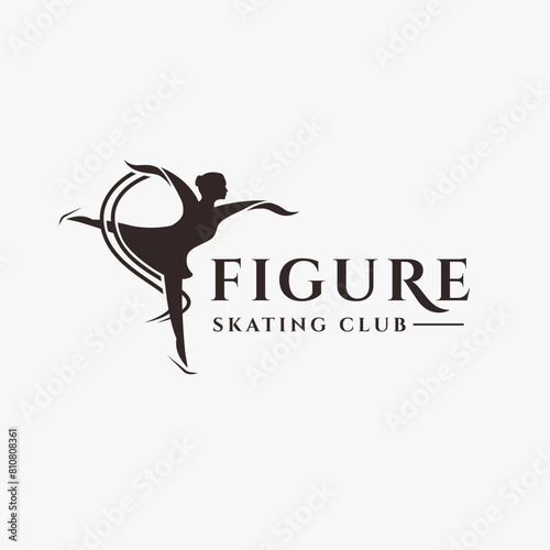 Abstract Women Figure Skating logo vector on white background