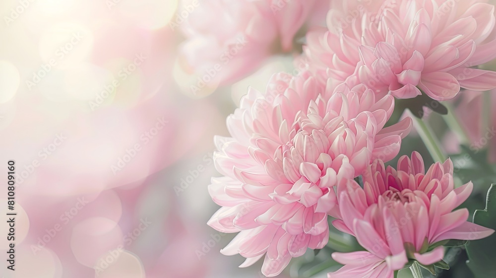 Chrysanthemum with pink blossoms isolated pastel background Copy space Chrysanthemum with pink blossoms isolated pastel background Copy space
