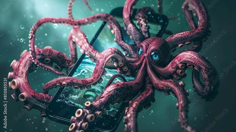 Digital Tentacles Emerging from Smartphone Digital Tentacles Emerging from Smartphone