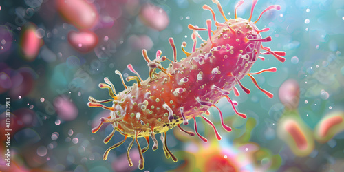 isolated view of a single bacteria of the coronavirus cell, illustrating the urgency in understanding and combating variant diseases during the ongoing pandemic. Commercial banner