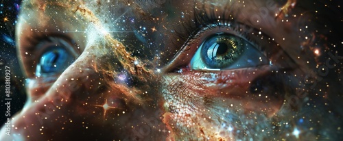 Starseed Portrait with Cosmic Galaxy Eyes