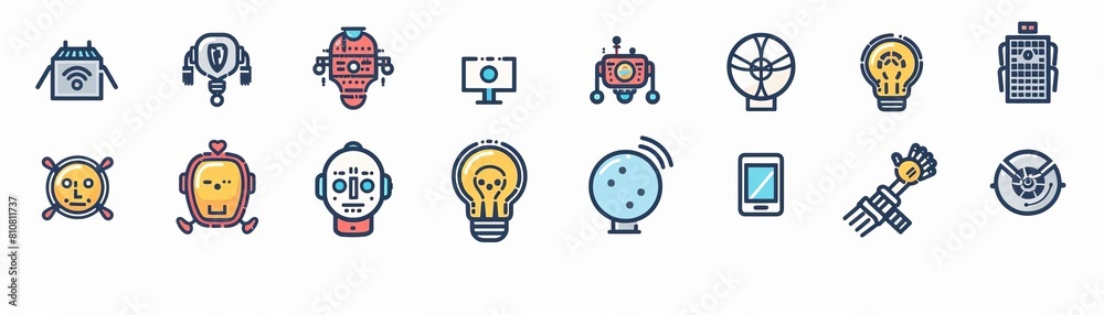 Artificial Intelligence Vector Line Icons Set Face Recognition, Android, Humanoid Robot, Thinking Machine Editable Stroke 48x48 Pixel Perfect, 3d illustrative, minimalistic design Artificial Intelligence Vector Line Icons Set Face Recognition, Android, Humanoid Robot, Thinking Machine Editable Stroke 48x48 Pixel Perfect, 3d illustrative, minimalistic design