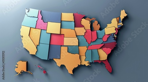 Colorful Textured Map of the United States