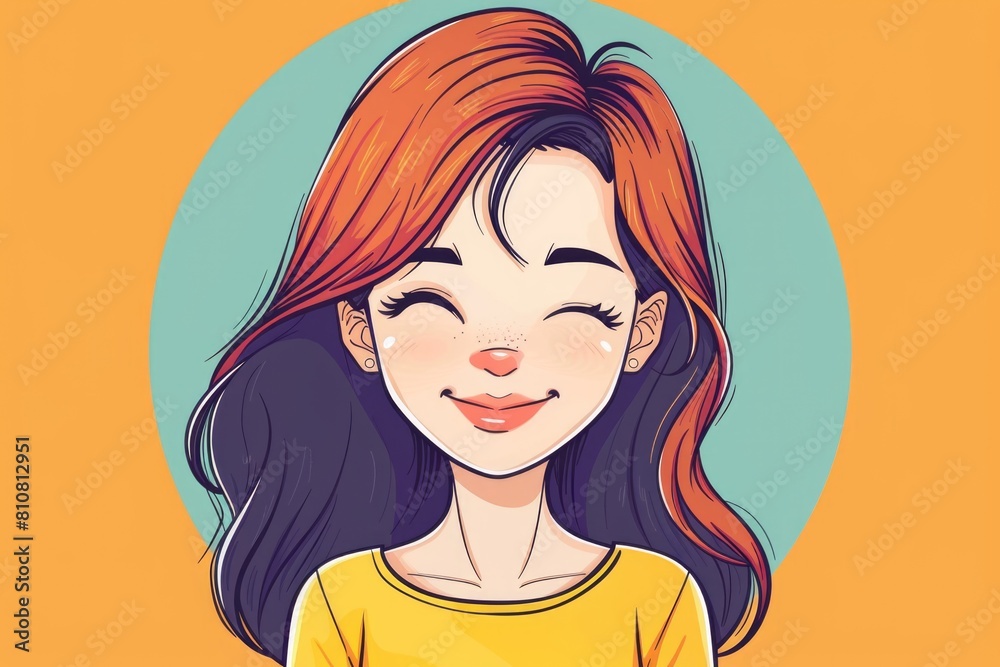 Friendly Young Girl Winking, Cheerful Illustration Friendly Young Girl Winking, Cheerful Illustration