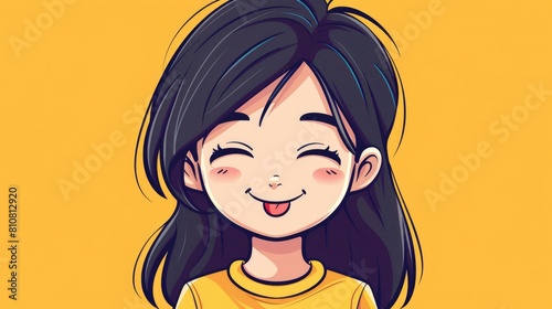 Friendly Young Girl Winking, Cheerful Illustration
