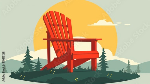 Serene Lakeside Sunset with Chair