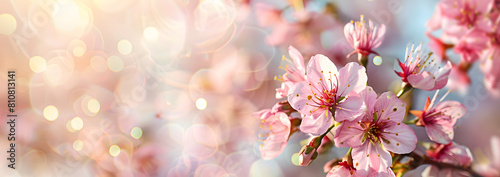 Beautiful spring banner with pink cherry blossoms © ananda