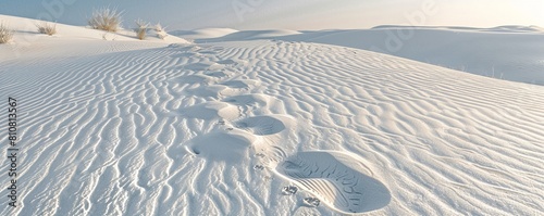 Background 0f White Sand with Footprints