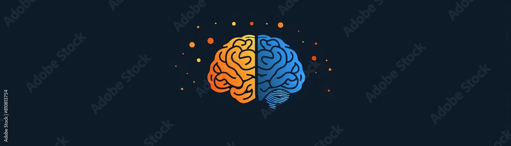 brain icon vectorlogo design, Dark blue&Orange&White Color Tone, Technology & Luxury Style brain icon vectorlogo design, Dark blue&Orange&White Color Tone, Technology & Luxury Style