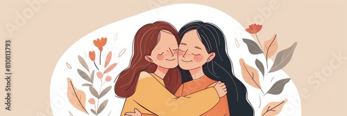 Heartfelt Embrace Between Two Friends - Friendship Illustration