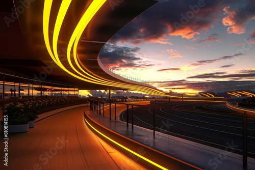 Race track under twilight