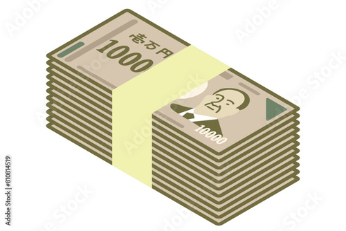 2024年改訂の日本の新札・日本の10,000円札（一万円札）の札束