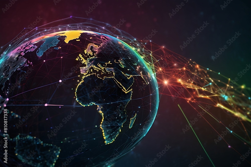 Obraz premium Global Connectivity Abstract Globe with Interconnected