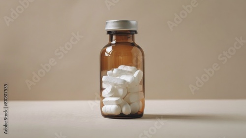 Sleep Pills Concept with White Pillows in a Medical Bottle