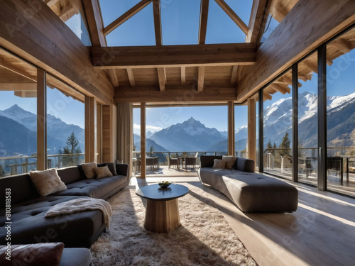 Alpine Elegance, Glass-Encased Luxury Villa Affording Breathtaking Mountain Views © xKas