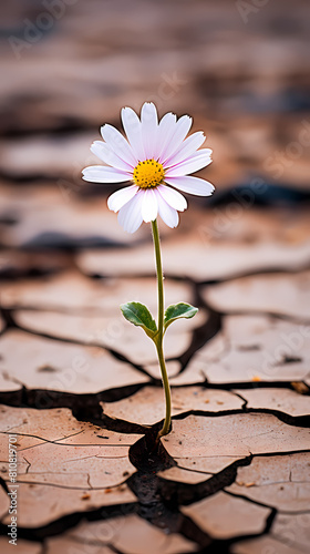 Daisy flowers growing on dry ground © jiejie