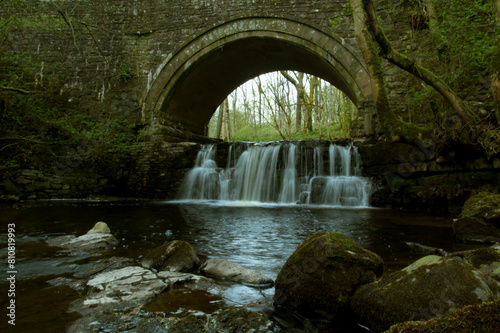 Bowless waterfall under the bridge