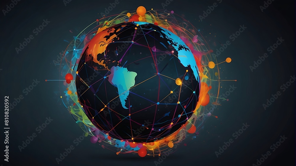 Obraz premium Global Connectivity Abstract Globe with Interconnected
