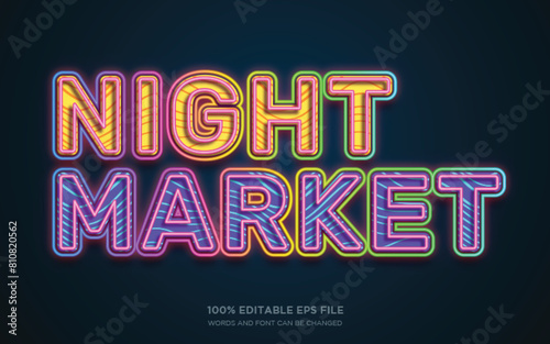 Night Market sign editable text style effect