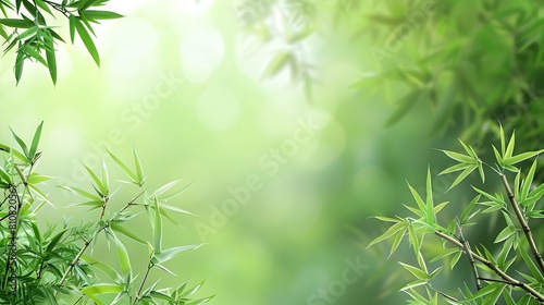 Asian Bamboo Branch Background Template for Text Overlay  Serene Bamboo Forest Backdrop