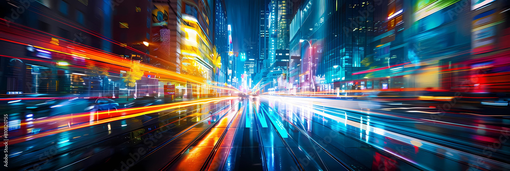 abstract light in surreal cityscapes featuring a blurry car and a building