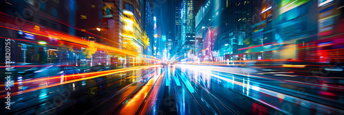 abstract light in surreal cityscapes featuring a blurry car and a building