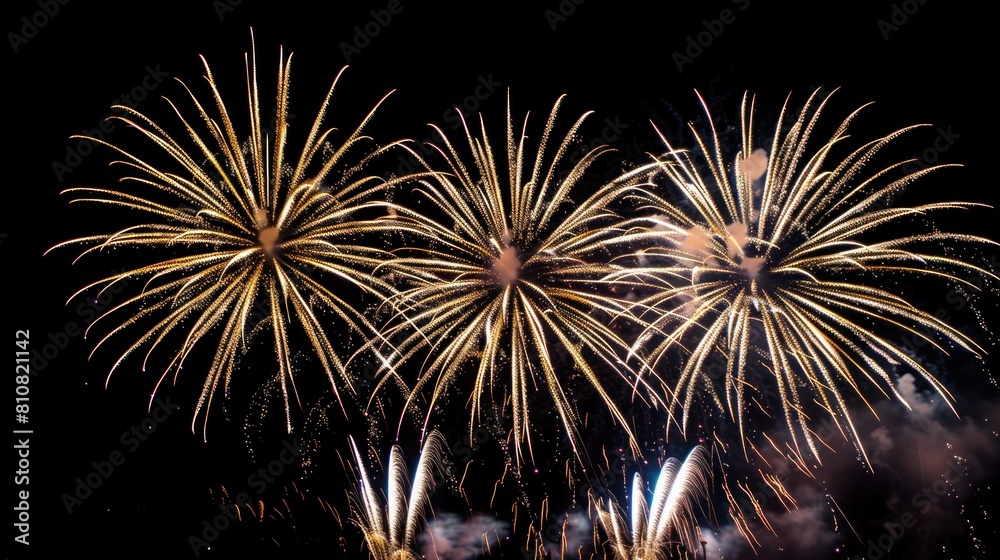 Happy New Year 2025. 2025 gold metal sign, dark background with fireworks. Happy New Year 2025. 2025 gold metal sign, dark background with fireworks.