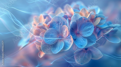 A blue flower with a pink center