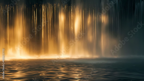 abstract light over waterfall in the dark