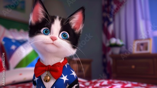 Memorial Day And Cat Dressing Up Your Cat In Patriotic Attire For A Photoshoot, Capturing Adorable Memories., Background