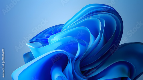 Dark blue tissue develops against blue background. The elegant shape of the fabric creates wave effect.
