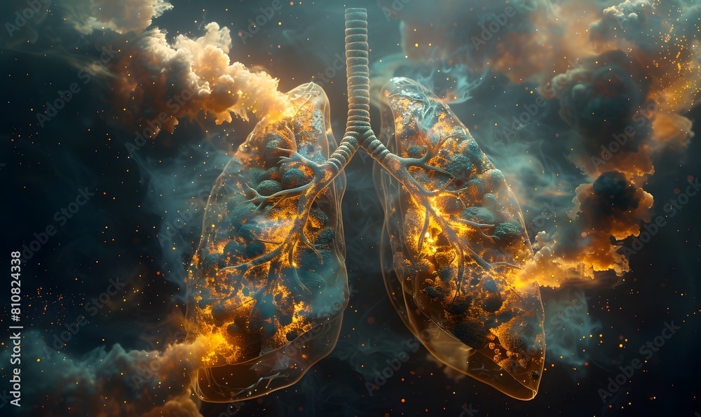 a medical illustration showing the anatomical structure of human lungs