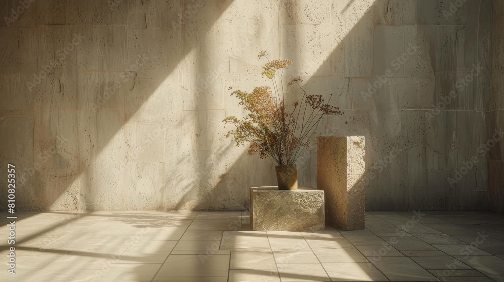 a light grey wall adorned with understated flower decor, exuding a clean and minimalist aesthetic. a light grey wall adorned with understated flower decor, exuding a clean and minimalist aesthetic.