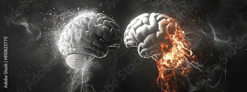 Left and right brain, concept of consciousness, eps10 vector, epic editorial photo