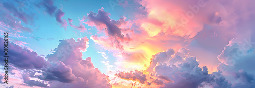 Colorful sky with sunset and beautiful clouds