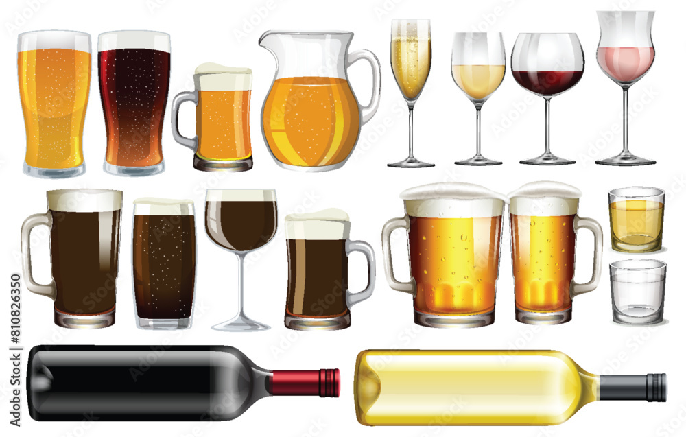 Vector illustration of different alcoholic drinks Vector illustration of different alcoholic drinks