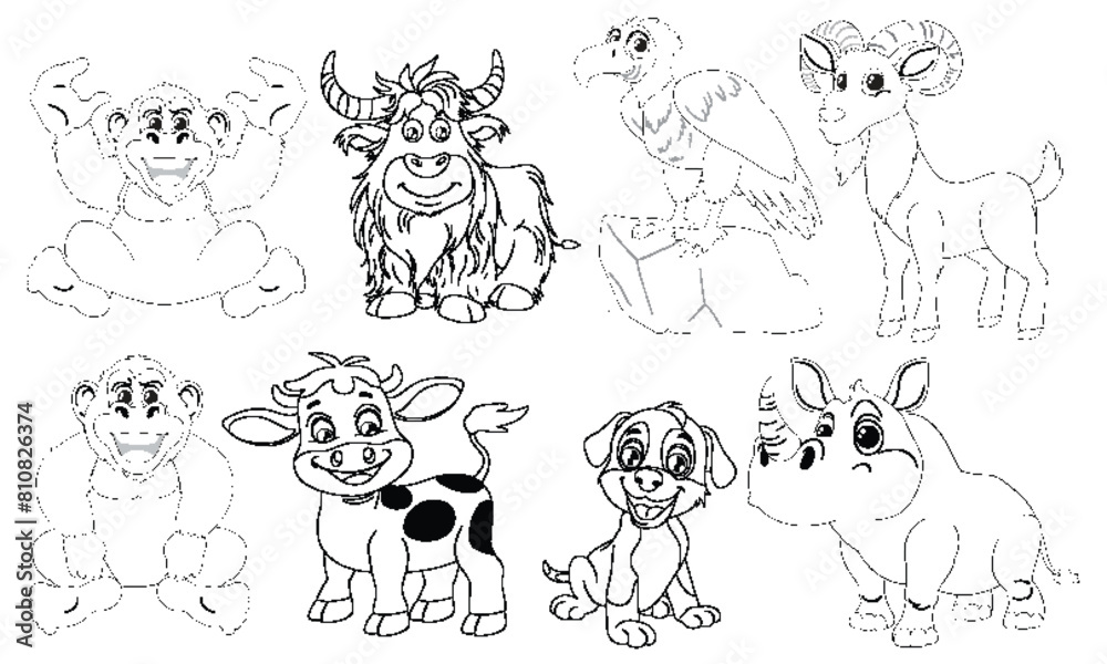 Vector illustrations of various cheerful animals Vector illustrations of various cheerful animals