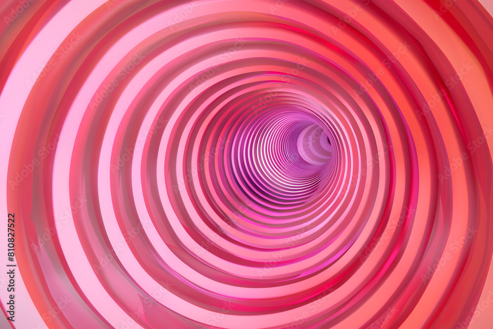 Pink neon glow simulates high-speed rotation using lines. Spiral effect. There is hole in the middle of the lines. Abstract background