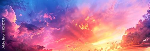 Colorful sky with sunset and beautiful clouds #810827774