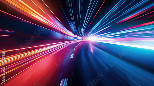 Abstract speed light background, presenting a futuristic concept with dynamic streaks of light that evoke a sense of motion and innovation