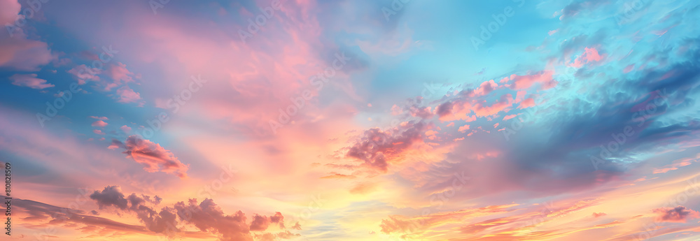 Colorful sky with sunset and beautiful clouds