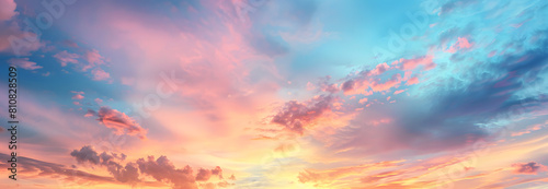 Colorful sky with sunset and beautiful clouds