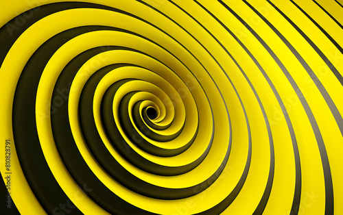 Yellow and black lines create three-dimensional picture. Abstract background