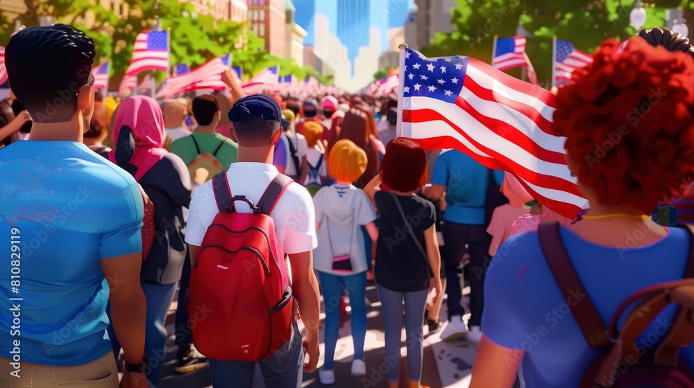Memorial Day Parade Attendance, Waving Flags, Celebrating Patriotism ...