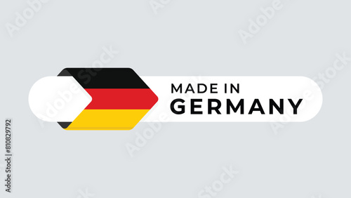 Made in Germany vector label with arrow flag icon and round frame. for logo, label, insigna, seal, tag, sign, seal, symbol, badge, stamp, sticker, emblem, banner, design