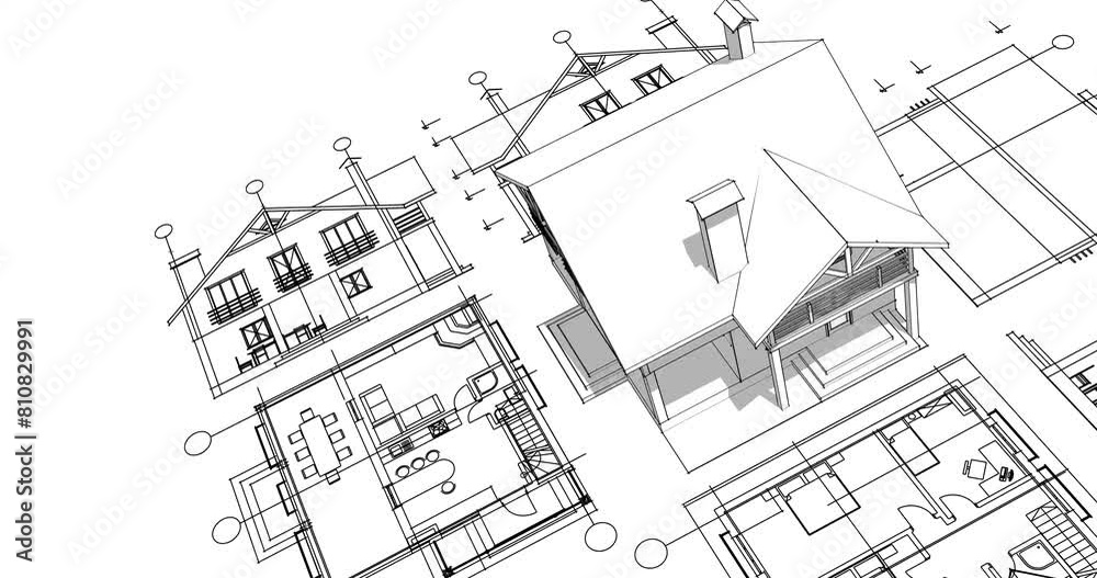  residential architecture plan 3D rendering