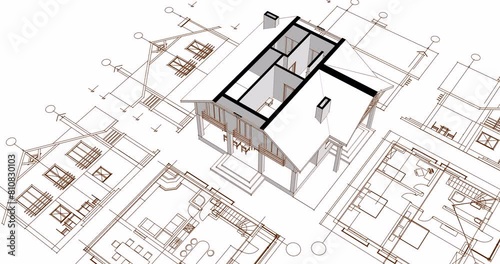  residential architecture plan 3D rendering