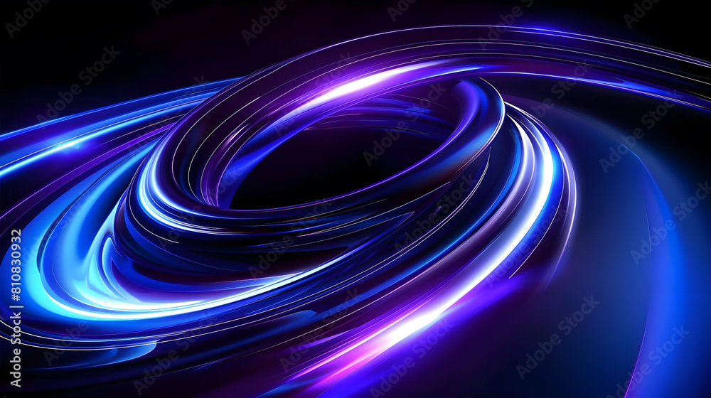 Blue and purple lines are twisted into spiral on black background. Blue and purple lines are twisted into spiral on black background.